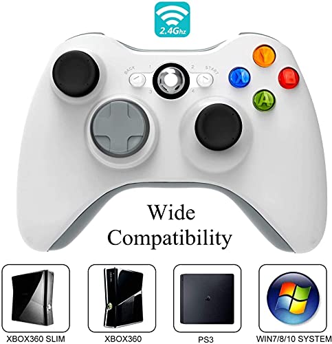 YCCTEAM - Controller wireless per Xbox 360, 2,4 GHz, joystick per PC Windows 7,8,10, con adattatore ricevitore, senza presa audio, colore: Nero YCCTEAM - Controller wireless per Xbox 360, 2,4 GHz, joystick per PC Windows 7,8,10, con adattatore ricevitore, senza presa audio, colore: Nero