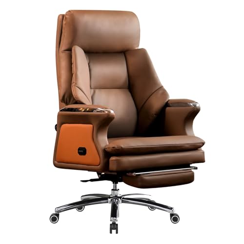 Kinnls Winston Leather Massage Office Chair with Foot Rest