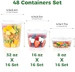 Deli Conteneurs avec lids 48 Réglages [8,16, 32 oz 16 Chaque ] - Conteneurs de stockage de nourriture avec congélateur Lids, contenants de soupe pour le restaurant, BPA Contrôle de la partie libre