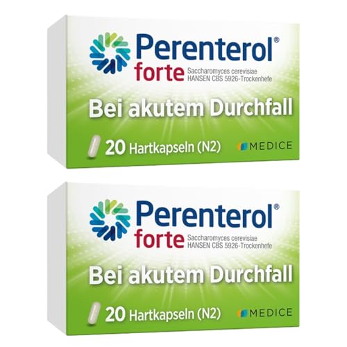Perenterol forte 250 mg 2x 20 Kapseln - Durchfall Medikament zur Vorbeugung & Behandlung von akutem Durchfall - entzündungshemmend - verhindert übermäßigen Flüssigkeitsverlust