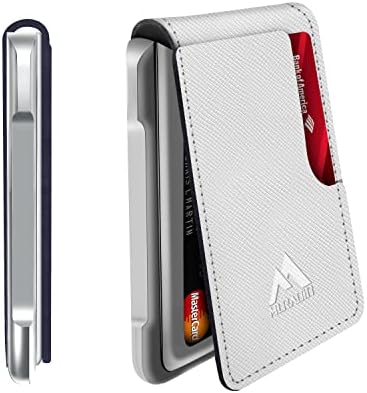 MURADIN Mens Wallet Tactical Bifold Wallets for Men Metal RFID Blocking Aluminum Money Cards Holder Gifts for Men (Saffiano White)