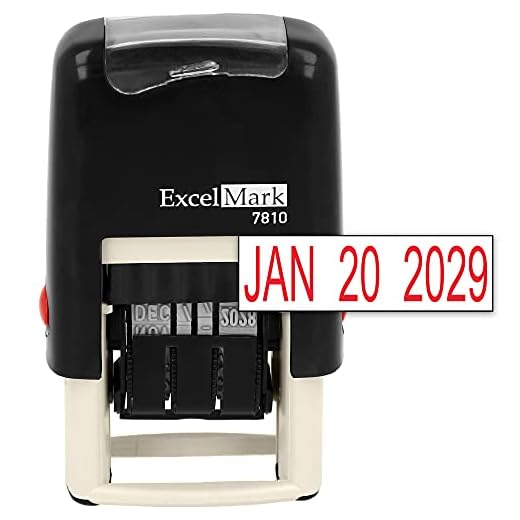 ExcelMark 7810 Self-Inking Rubber Date Stamp – Great for Shipping, Receiving, Expiration and Due Dates (Red Ink)