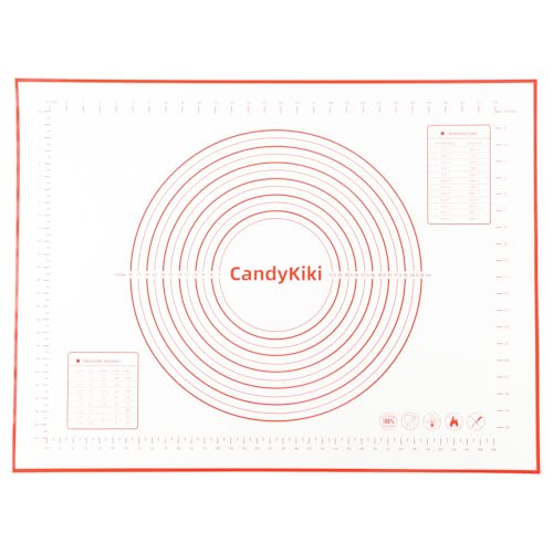 CandyKiki クッキングシート パン作り 道具セット 大きいサイズ80×60レッド 方眼 ズレない レッドブラック ベーキングシート ベーキングマット クッキングマット オーブンレンジ 衛生 メモリ付き 繰り返し パンこね シリコン オーブンシート 代用 洗える（Amazon）
