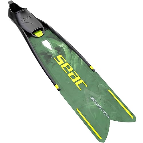 SEAC Booster, Long fins with Interchangeable Blades for Freediving and Spearfishing camo Green 4.5/5.5 US
