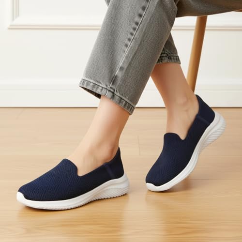 Image of KazarMax Easy On Women's Breathable Mesh Slip-On Loafers | Quick-Dry Casual Sneakers with No-Hands Design | Lightweight Anti-Skid Sole