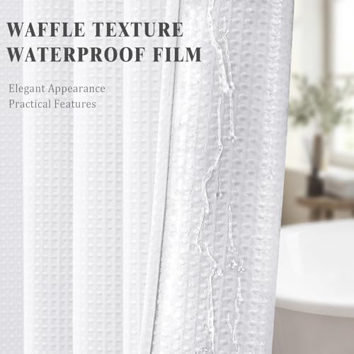 NDDYCU Duschvorhang Weiß 180x200, Waffel Stoff Duschvorhang Badewanne, Shower Curtain Anti Schimmel Duschvorhänge Wasserdicht 183x198cm