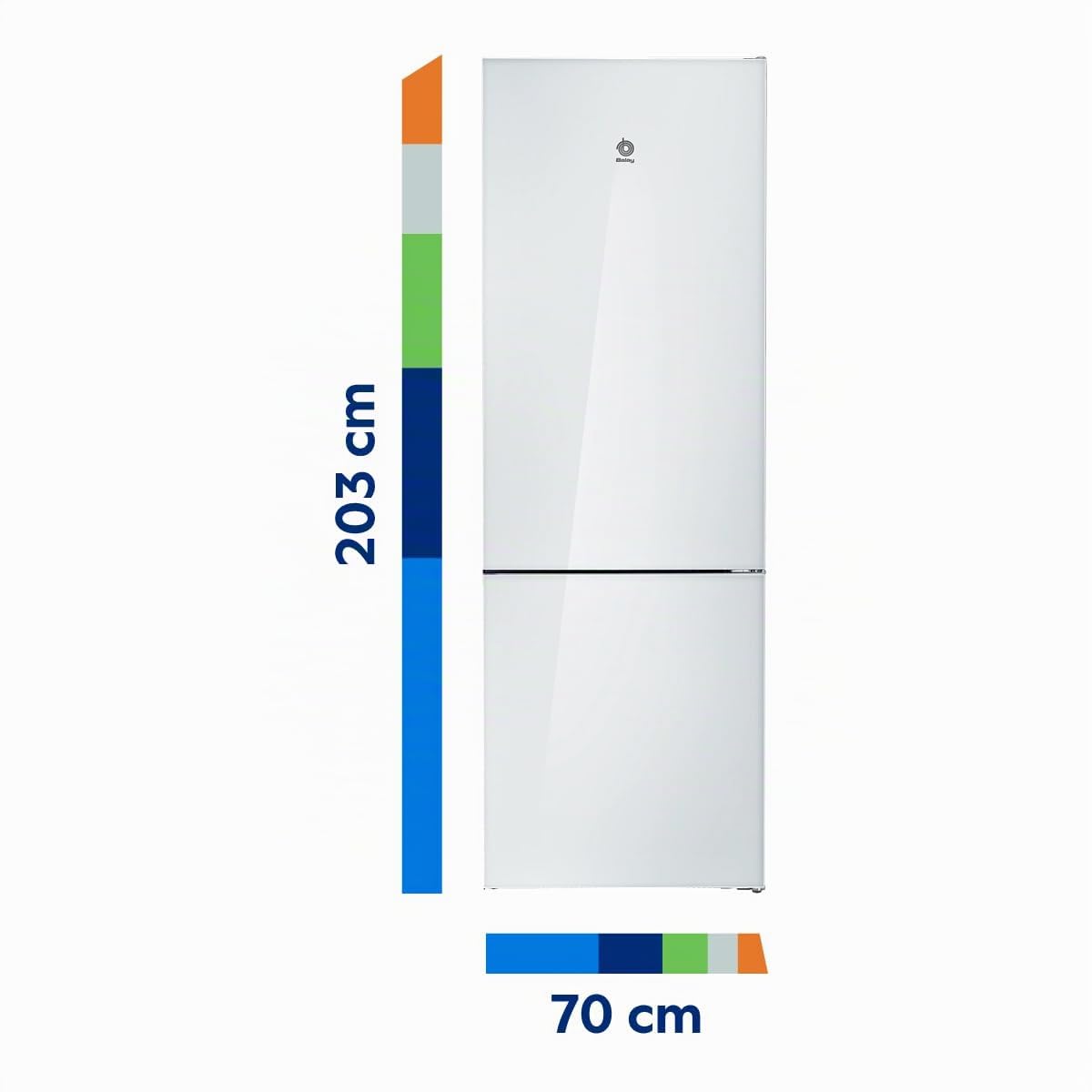 Balay, Frigorífico combinado, XXL, 203 cm, Cristal Blanco, 3KFC879BI