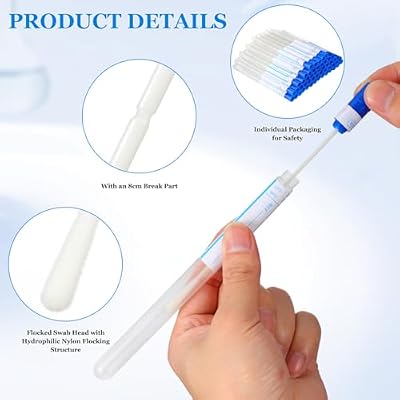 Healifty 50 Sets Nasopharyngeal Nylon Tipped Specimen Flocked Swabs with Tubes Lid Lable Nasal Swab Sterile Nylon Flocking Tip Flocked Swab (Red Blue Random