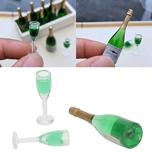 Dollhouse Decoration, Miniature Decor Drink Bottle, 10 Sets Dollhouse Champagne Set Diy Miniature Simulation Model Miniature Wine Bottles Lifelike #TOP6