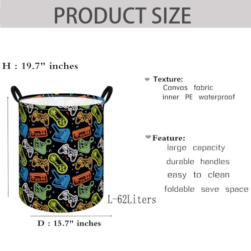 Image of Kids Laundry Hamper Nursery Room Storage Basket & Gift Organizer Bin | Laundry Basket for Kids' Clothes Toys with Handles