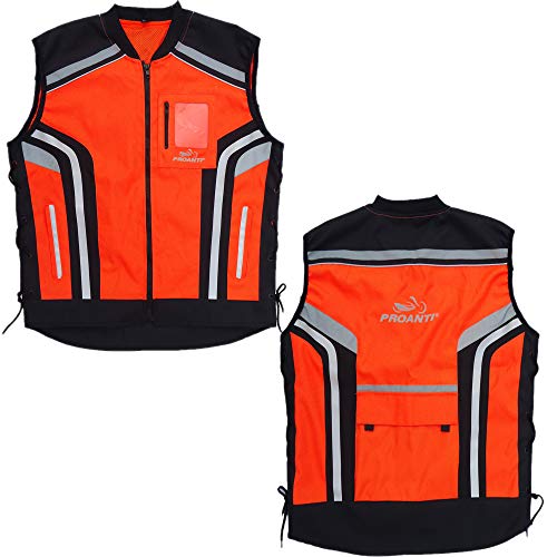 PROANTI Gilet d'avertissement moto gilet de sécurité moto quad gilet néon - Taille L