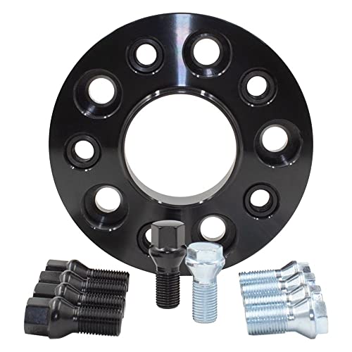 Wheel Accessories Parts 1 Pc Hub Centric European Wheel Spacer 25mm Thick 5 x 120mm PCD 74.10mm Hub M14 X 1.25 Black Bolts Fits BMW X5 X6 E70 E71 E72 F15 F16 F85 F86