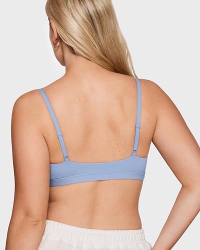 Image of INLYRIC Women's Inbarely Triangle Bralette Plunge Unlined Seamless Bra No Underwire Sexy Comfortable Everyday
