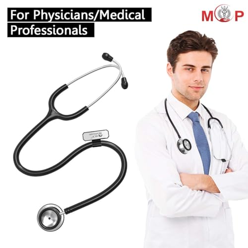MCP WAVE ST-WA01 Dual Head Stethoscope for doctors, Stethoscope for students medical and nurses | Single tube with aluminium chest piece and single diaphragm (Black)