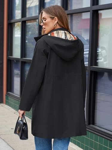 SaphiRose Women's Waterproof Rain Jacket Lightweight Raincoat Hooded Windbreaker Trench Coat - Image 4