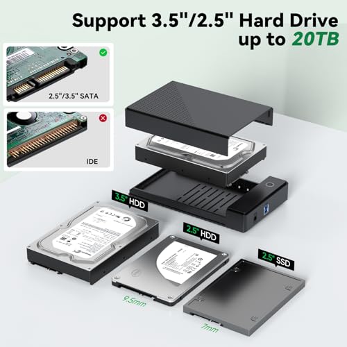 Caja Externa para Disco Duro 3.5 SATA a USB con Adaptador de Energía miniatura 3