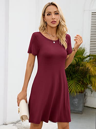 Image of KORSIS Summer Women's Dress Casual T-Shirt Short Sleeve Dresses Swing Flowy Beach Vacation Work Sundress with Pockets