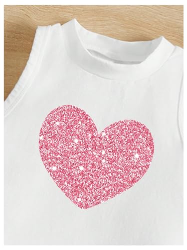 Girl's Glitter Heart Print Tank Top Sleeveless Crew Neck Loose Fit Casual Shirts3