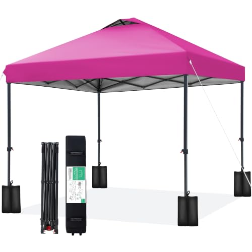 Image of JEAREY 10x10 Pop Up Canopy Tent, Easy Up Outdoor Market Canopy, Rose Pink