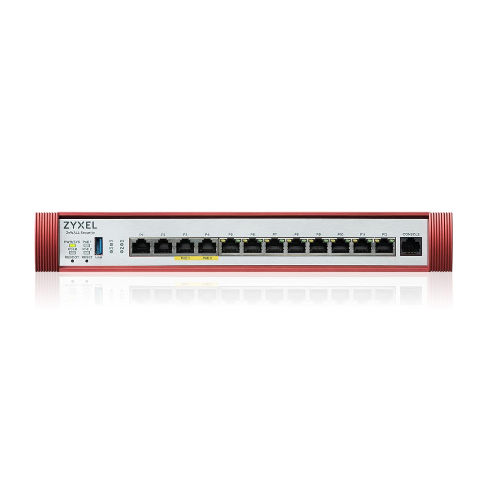 Zyxel USGFLEX500H ZyWALL Firewall di Sicurezza Informatica ad Alta Velocità | Solo Hardware | 4x Multi-Gig 2.5G (2x PoE+) | VPN | Business Class | Fino a 300 Utenti | Nebula Cloud | 8x Porte Gigabit + 4x 2.5G (2x PoE+), 10 Gbps SPI Throughput, IPSec/SSL V