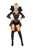 Roma Costume Halloween Womens 4 Piece Queen of Darkness Black/Gunmetal - Small
