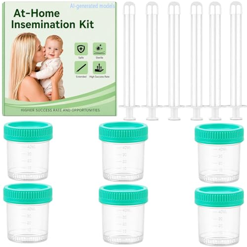At Home Insemination Kit 6 Pack Extended version Applicators for Deeper Placement 6 Sterile Disposable Applicators+6 Cups BPA Free Insemination Set for Women Conceiving Aid for Higher Success Rate