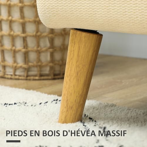 HOMCOM Canapé 2 Places canapé de Salon 130 cm Style Moderne avec accoudoirs et Assise rembourré, Mini Sofa en Tissu Effet Velours, Charge 240 Kg, pour Chambre, Appartement, Petit Espace, crème – Image 6