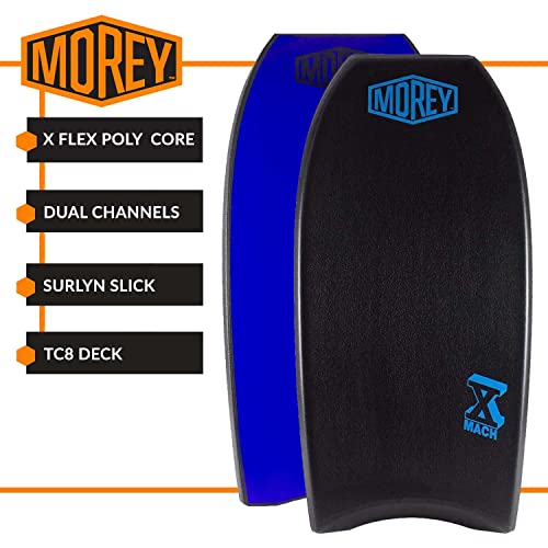 Morey Pro Series Mach 10 | 40 Inch Bodyboard | X-Flex Polypro Core & Mesh | Single Power Rod Stringer | Slick Bulbs & Crescent Tail | Surfboard for Ocean, Sea, River, Pool (40", Black)
