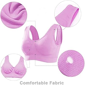 Women’s Low Impact Sports Bra – Removable Pads, Racerback, Quick-Dry Fabric, 4X-Large (Red, Blue, Purple) - View #5