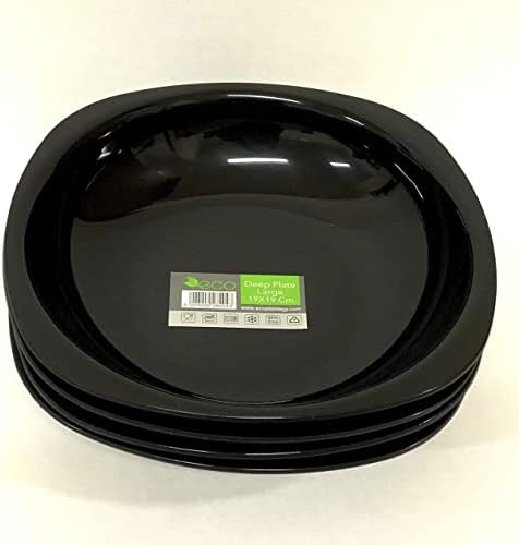 Reusable ECO Unbreakable Colourful Plastic Deep Dinner Plate Set-of-4 - Shatterproof - 100% Food Safe - Perfect for Camping, Indoors, Outdoors, and picnics (Red, Large)