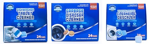Image of Diamond Shine Appliance Cleaner Bundle, 72 Tablets Total - Dishwasher, Garbage Disposal & Washing Machine Descaler Tabs - Septic Safe, Deodorizing, 1-Year Supply