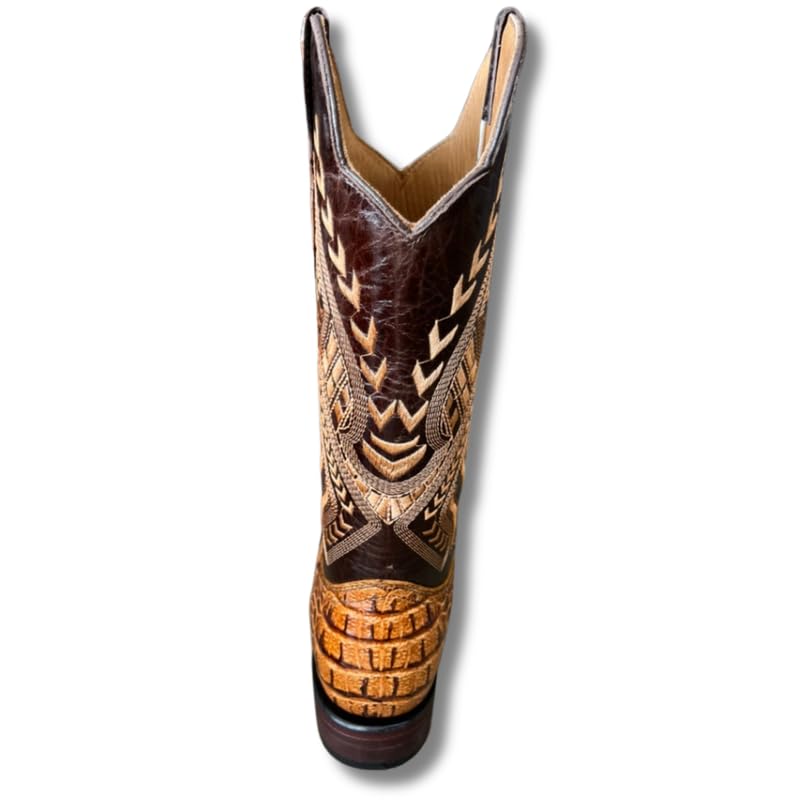 Men's Exotic Pattern Western Cowboy Slip-On Square Toe Boots in Leather-Alex Series Snake, Caiman & Ostrich Styling bota de vaquero para hombre4