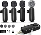 Bayanbulu Wireless Lavalier Microphones, 4-in-1 Universal Receiver for iPhone Android iPad Laptop & Camera, USB-C, Wireless Mini Microphone for Video Recording, Vlog, YouTube, TikTok (4 Mic)