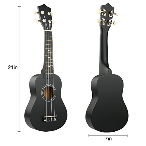 Image of LXS Soprano Ukulele Ukulele for Beginners - 21 inch Small Guitar Ukulele with Gig Bag, Standby String, Picks and Primary Tutorial (Black)