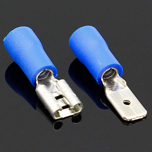 100 pièces (50 paires) de cosses à sertir isolées de 4,8 mm pour connecteurs électriques et de câblage femelle/mâle.