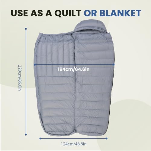 Bolsa de dormir Mummy Down, relleno 600 Fill Power, ligera y compacta, para clima frío y cálido, para camping adulto miniatura 5