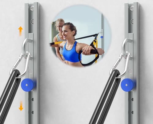 KOMOHOM Adjustable Resistance Band Anchor System,(2PCS) Resistance Strap Anchor with Automatic Locking Function, Wall-Mounted Adjustable Slide Rail System with Resistance Band Anchors