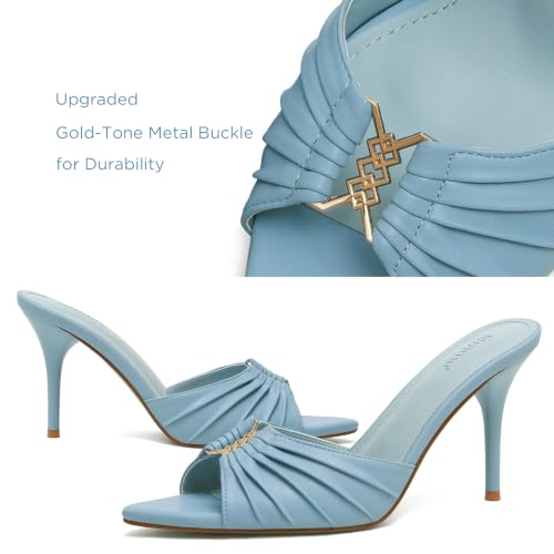 Image of iiimmu 3.5 IN Stiletto Mules Heels with Gold Accents
