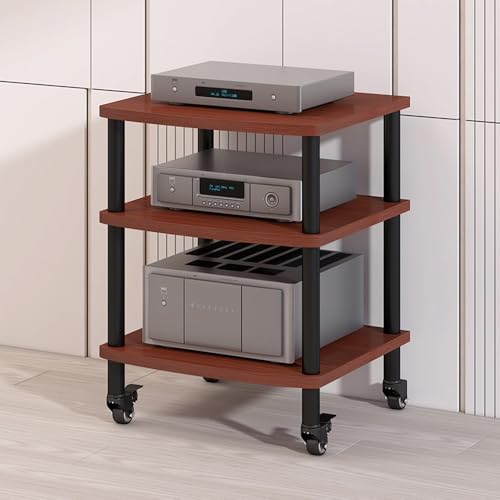 Mueble para amplificadores Hi-Fi ventilado con ruedas y torre de audio ajustable