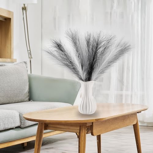 Acfruits Black&White&Gray Pampas Grass Small, 30 Pcs 17" Faux Pampas Grass Short Decor, Pompas Grass Flower Arrangement and Vase Filler for Boho Home Wedding Decoration — view 6