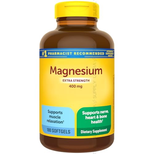 Nature_Mades Magnesium Softgels (180 Count - Value Pack) Extra Strength 400mg - Muscle Relaxation & Bone Support