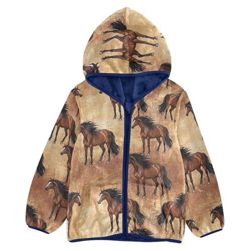 CHIFIGNO Brown Horses Toddler Boy Zip up Jacket Lightweight Comfy Sweatshirt Jacket 3T