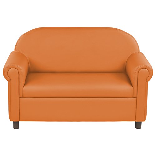 ECR4Kids SoftZone Little Lux Upholstered Youth Sofa for Kids Room, Orange