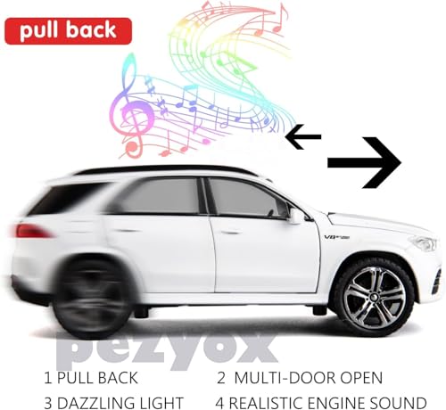 Image of 1 /32 Scale Benz AMG GLE 63S SUV Toy Car, Alloy Diecast Collectible Pull Back Car Model with Light and Sound Toy Vehicles for Adults Boys Girls Gift Toy (White)