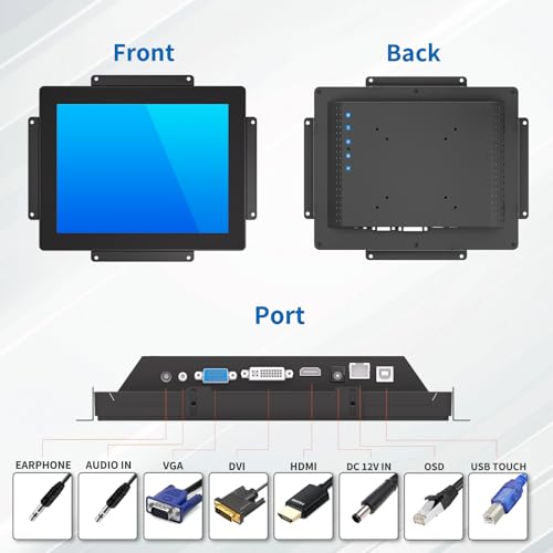Image of 10.4 Inch Open Frame Touch Monitor, PCAP 10-Point Touch Industrial Touchscreen Monitor, with HDMI /VGA /DVI Interface, Active Matrix TFT LCD,LED Backlight, with VESA Mount