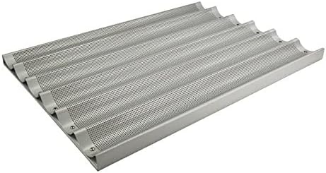 Winco ABP-6L, 18 x 26-Inch 6 Slot Long Aluminum Baguette Pan, Baking French Bread Pan, Perforated Loaf Pan, NSF