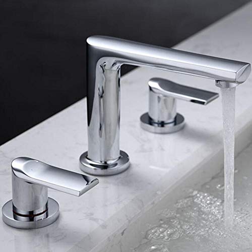 Mitigeur de lavabo 3 trous à double poignée rétro chic noir mat - 3