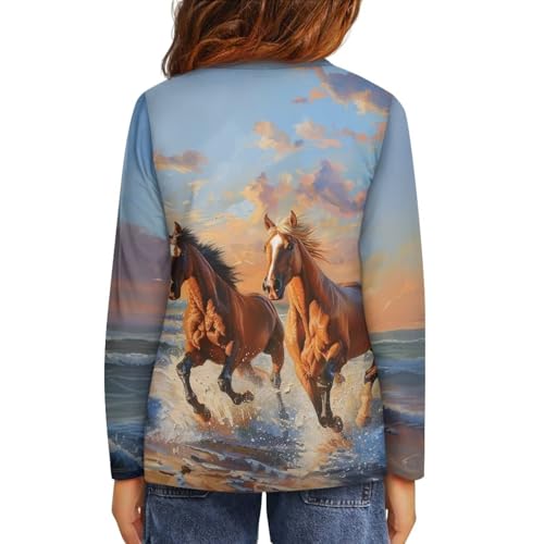 Image of Long Sleeve Shirts for Girls Casual Crewneck Tops Fall Winter Outfits for 3-16 Years Old