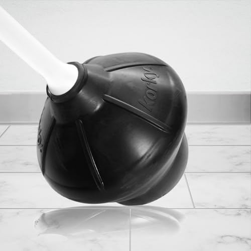 Image of Korky Toilet Plunger and Drip Tray - Fits All Bowl Shapes - Clears Common Clogs - Flexible Rubber for Effective Plunge - All Purpose Power Plunger
