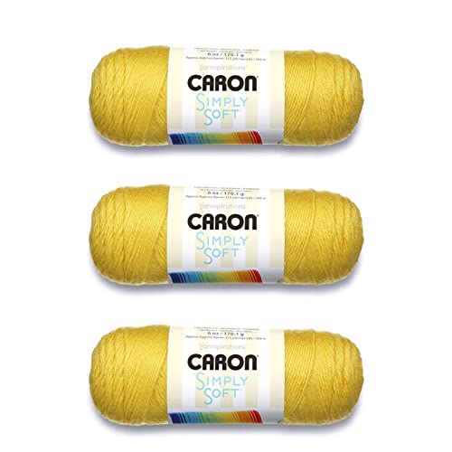 Image of Caron Simply Soft Lemonade Yarn - 3 Pack of 170g /6oz - Acrylic - 4 Medium (Worsted) - 315 Yards - Knitting /Crochet